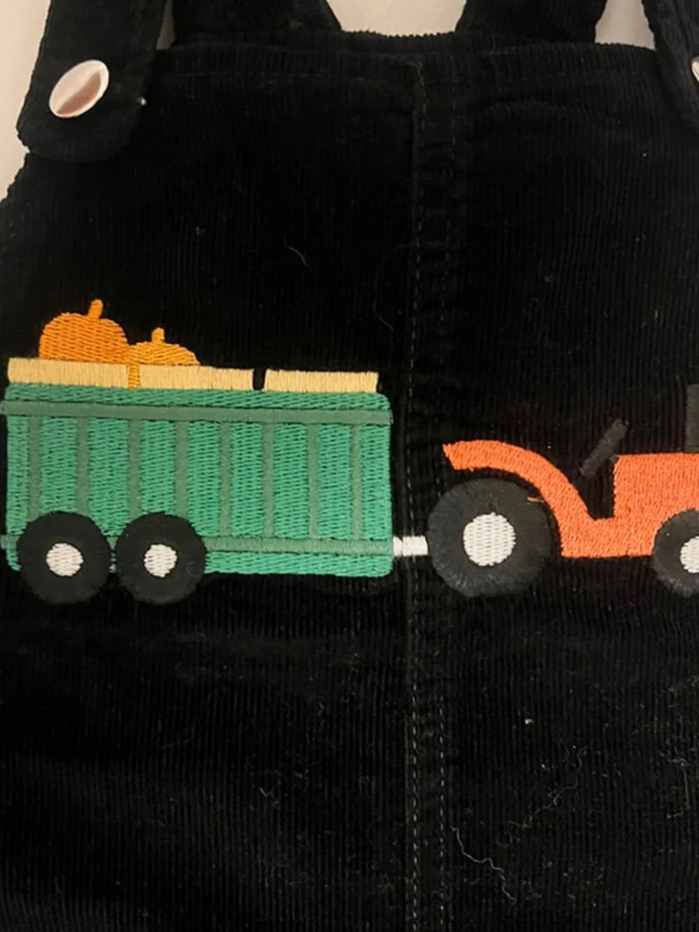 NWOT  Monica + Andy Black Corduroy Tractor + Pumpkin | 3T